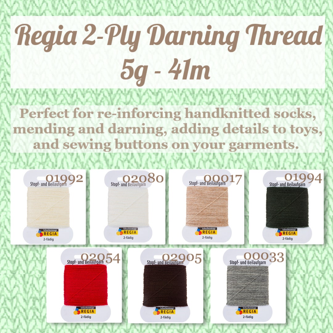 Mending Darning Wool Thread | Regia 2-ply | 5g 41m | 75/25 Wool ...