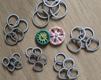 Wooden Rings Flat with Guide Lines Pack of 10 - Choice of 6 Sizes - 2mm