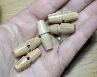 Wooden Toggle 30mm Pack of 5 | Smooth Natural Beech Colour | Children and Adults Knits and Coats and Homeware Accessories