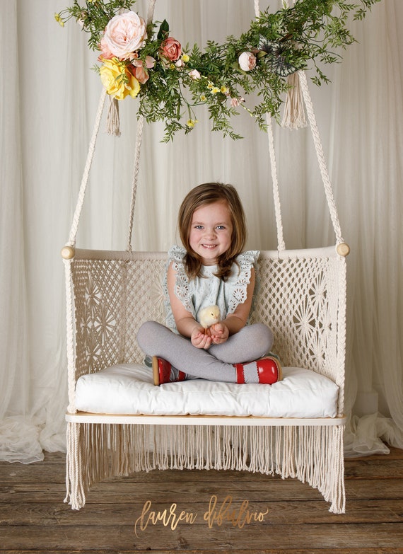 Macrame Hanging Chairs in Cream Etsy