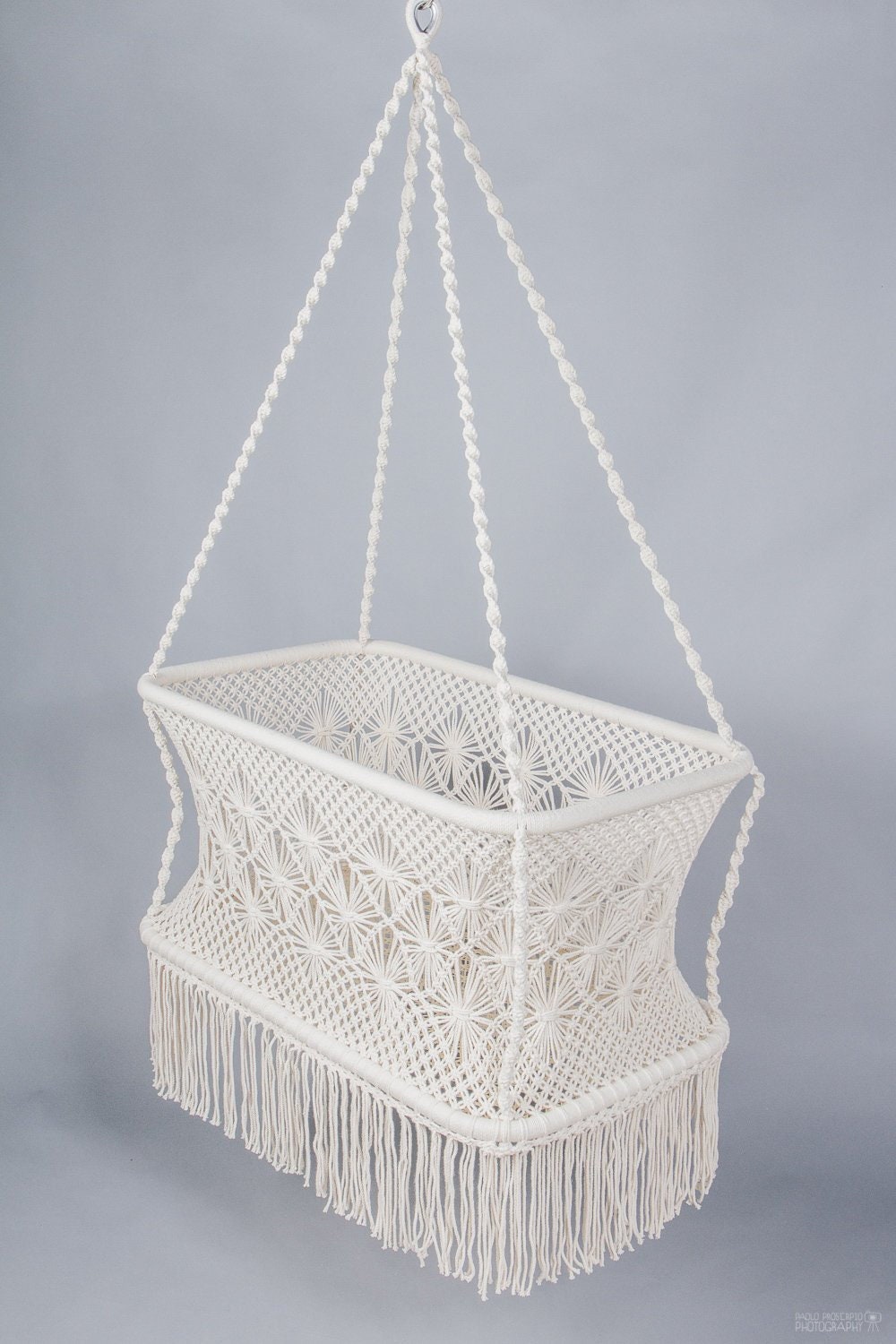 macrame hanging bassinet