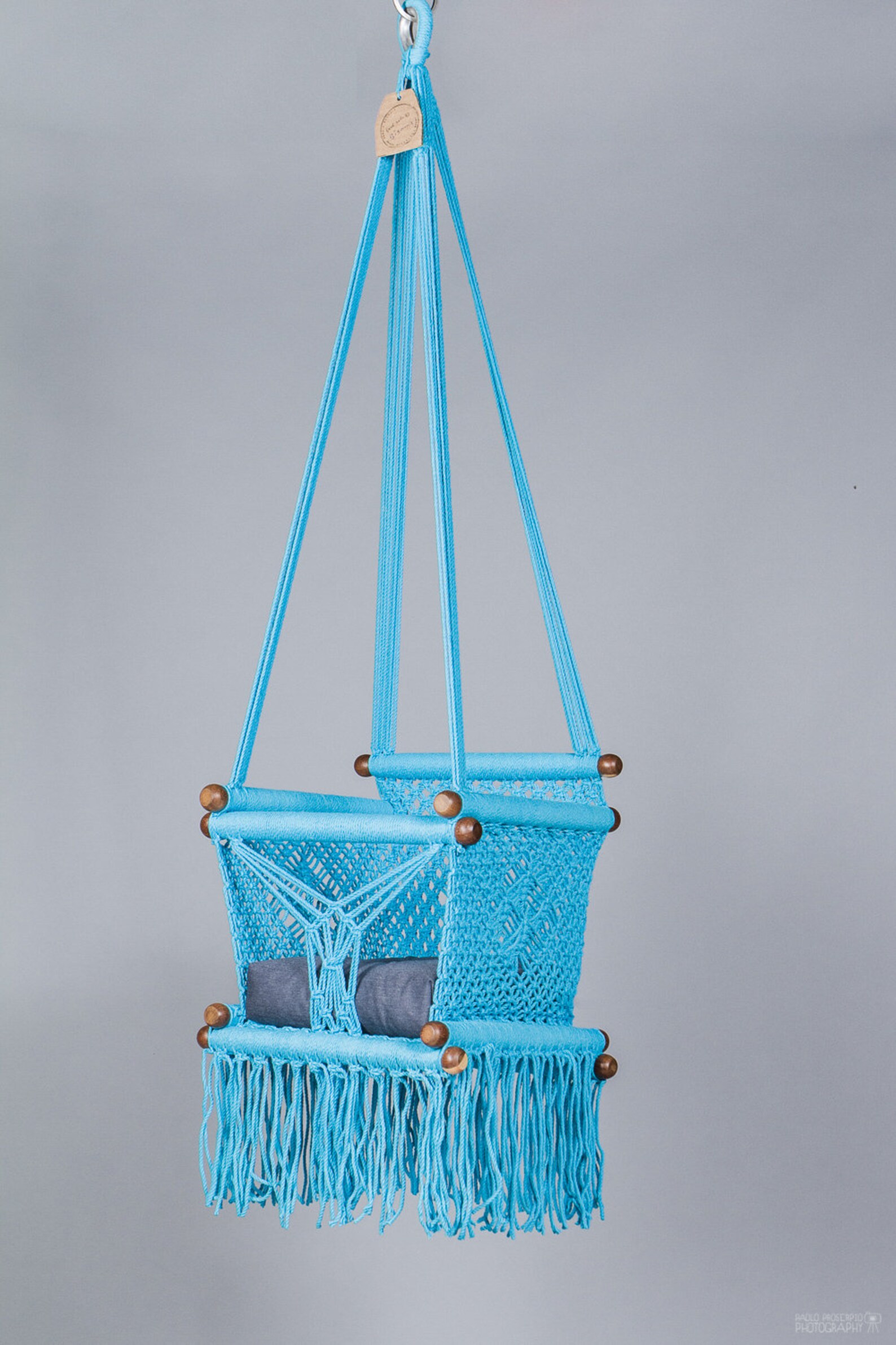 Baby Swing Chair in Macrame Made in Turquoise Color Cotton and Etsy