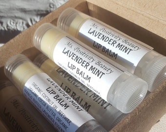 Moisturizing LAVENDER LIP BALM  | Handmade with Organic Oils | Unique Gift | for Him or Her