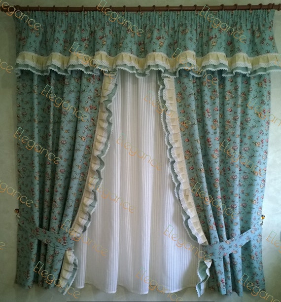 Country Style Curtains By 100 Cotton Linen And Laces Etsy