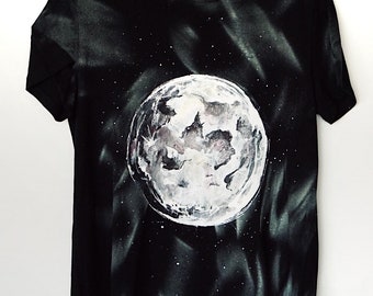 To the moon and back T-shirt / Hand-painted/ unisex / tshirt/ customized/ handpainted/ custom tshirt/ artist/ one of a kind