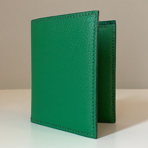Portefeuille en cuir fait main - cuir de chèvre vert