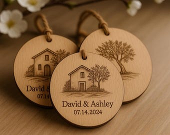 engraved wedding ornament, Custom logo Wedding Favor, Custom Logo Ornament, Bulk ornament for guest, personalized favor