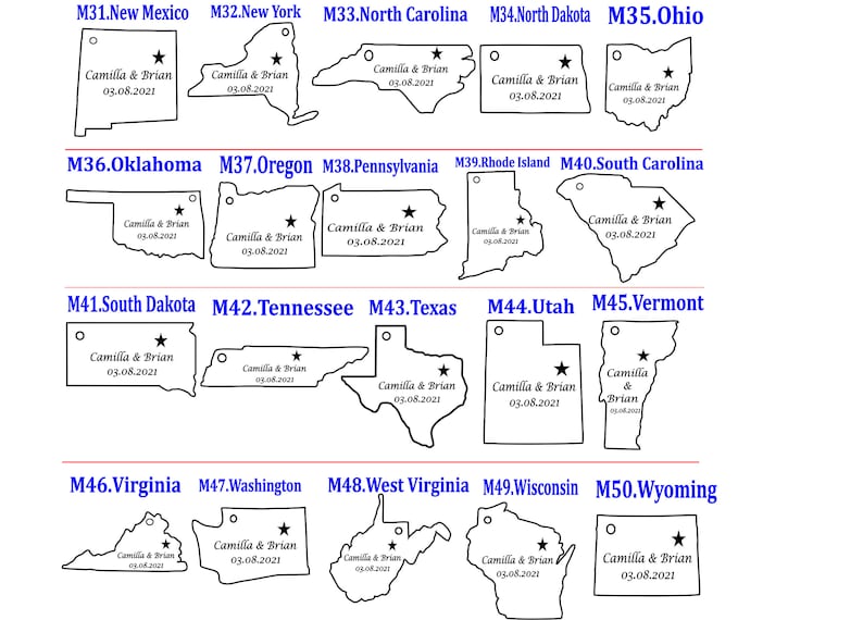 Bulk set of personalized family reunion state magnets