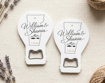 Custom Wedding Party Favors, Rustic Keepsake Gift, Personalized State Bottle Opener Magnet