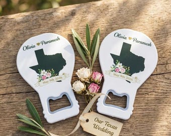 Set of 100 Wedding Favor Bottle Opener Magnets, Personalized State Wedding Gifts for Guests, Custom Bulk party Souvenir