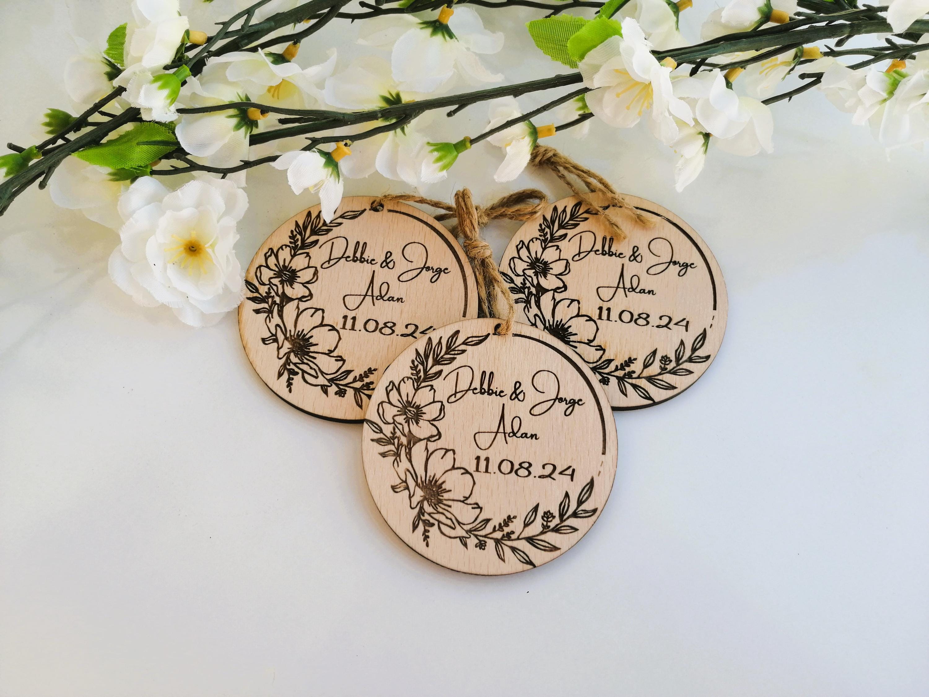 Custom Logo Christmas Ornament, Engraved Wood Wedding Favor, Bulk Christmas ornament, party magnet favor, bulk company logo ornament