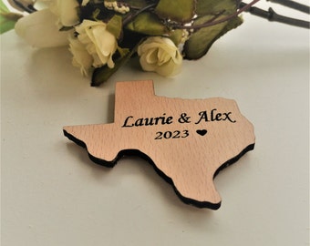 Texas Ornament Magnet for Guests, Wood Wedding Favor, State Ornaments favors, Map of Texas  Wedding Party Gifts, Wedding Decorations favor