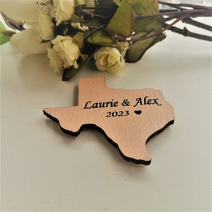 Adorno de boda personalizado, imán con mapa del estado, recuerdo para invitados a la boda
