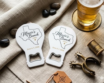 Personalized Texas Shaped Bottle Opener Magnet | Custom Gameday Party Favor, Souvenir
