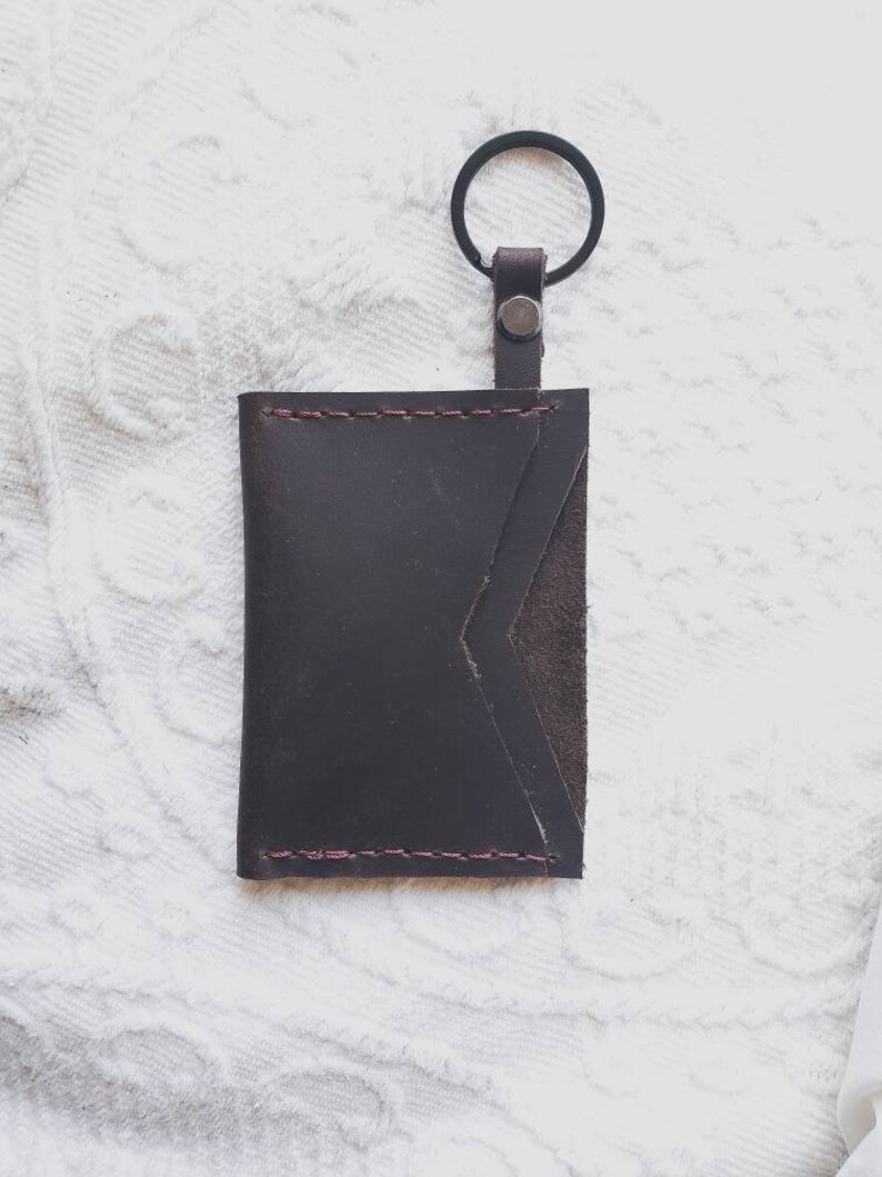 Her Leather Keychain Wallet Keychain Wallet Mocha Grey Gift for Him Full Grain Vuzzi Leather Leather Card Wallet Black