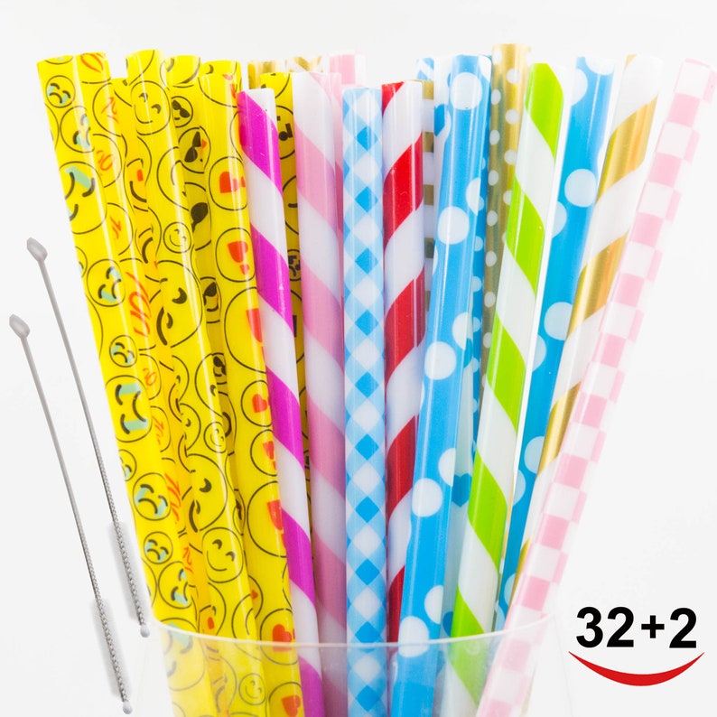 30Pcs Reusable Straws BPA Free FDA approved Plastic Reusable | Etsy