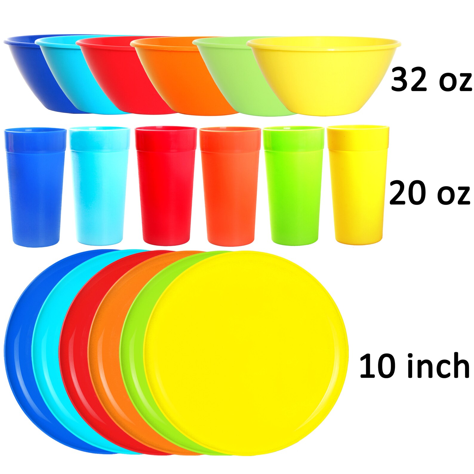Youngever 18piece Plastic Kitchen Dinnerware Set Plates Etsy