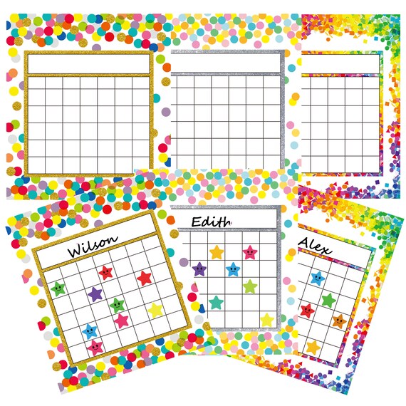 School Attendance Homework Progress Tracking Chart 6 Pack MultiColor
