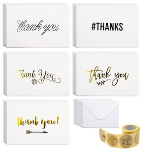 72 Thank You Card and Envelope Sets with 84 Envelope Sealer Stickers Assortment Flat Notes Greeting Cards 12 Designs 4 x 6 Inches Blank Card 36 Kraft and 36 White 72 Thank You Card and Envelope Sets with 84 Envelope Sealer Stickers Assortment Flat Notes Greeting Cards 12 Designs 4 x 6 Inches Blank Card 36 Kraft and 36 White