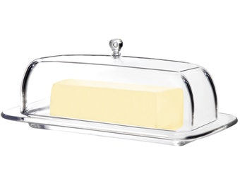 HOME-X Clear Acrylic Butter Dish with Cover Plastic Covered Cheese Holder with Tray HOME-X Clear Acrylic Butter Dish with Cover Plastic Covered Cheese Holder with Tray