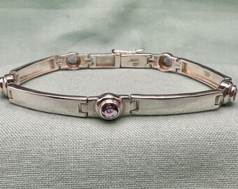 BOMA Sterling Silver and Amethyst Panel Bracelet 925 February Birthday