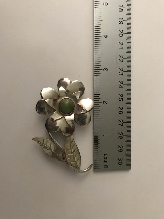 Vintage Large Flower Pin Brooch Sterling Silver M… - image 6