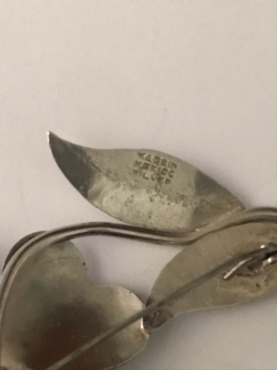 Vintage Large Flower Pin Brooch Sterling Silver M… - image 4
