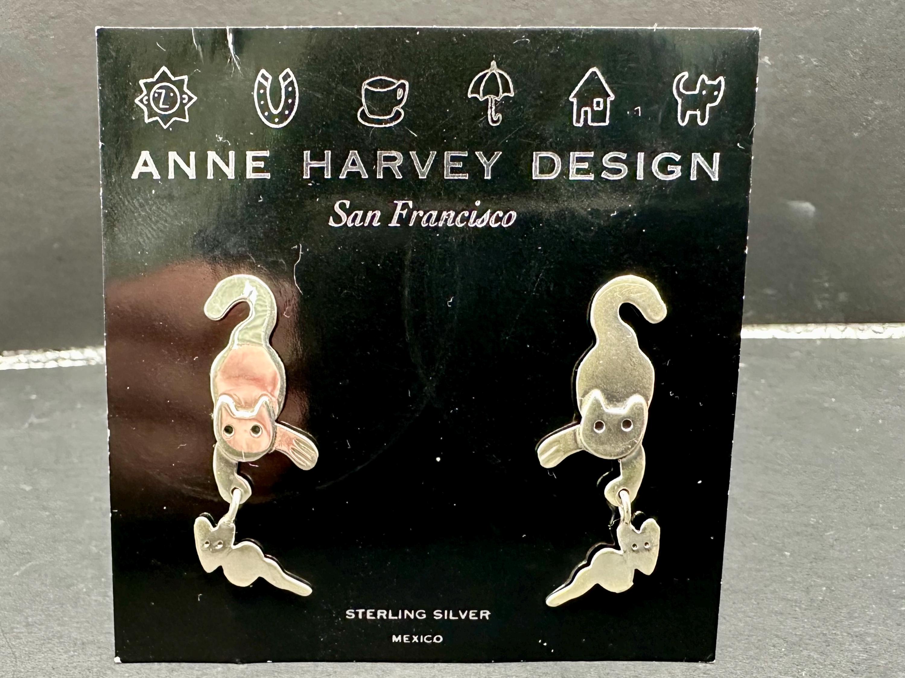 Anne &amp; Jane Harvey メキシコ 925 シルバー 窓際 夜空を眺める猫 シルエット ビンテージ ブローチ 銀細工 CAT 動物系 TAXCO 6g 8Y-Q Anne Harvey Mexico - Etsy