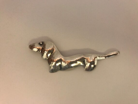 M Bowles Vintage Dachshund Dog Brooch Large Pin S… - image 1