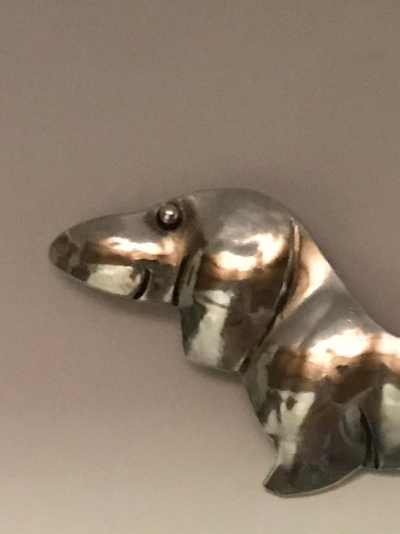 M Bowles Vintage Dachshund Dog Brooch Large Pin S… - image 3