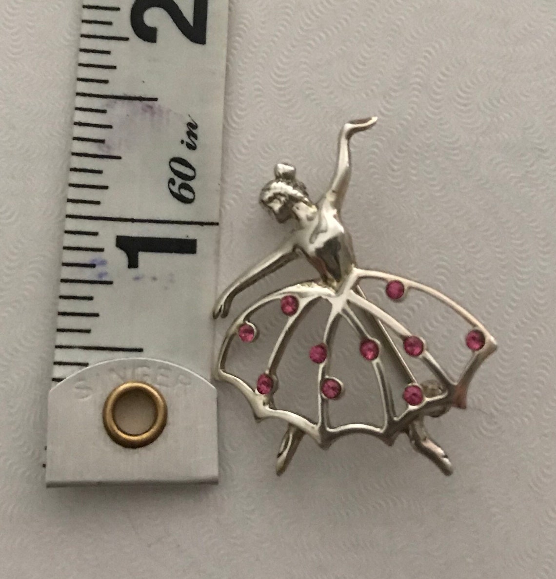 Vintage Ballerina Pin Brooch Sterling Silver Pink Stones Etsy