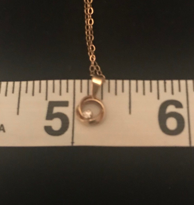 Petite 10k Rose Gold Diamond Necklace Pendant 16\u201d Chain Bridal Bridesmaid