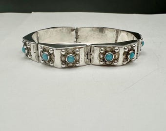 Taxco Vintage Sterling Silver Bangle Bracelet Belt Buckle Closure