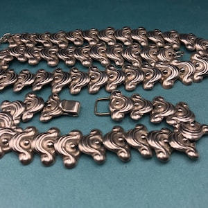Old Mexico Sterling Silver Panel Necklace and Bracelet Set 1920s to 1940s Toltec Mesoamerican Culture Symbol Demi Parure 925