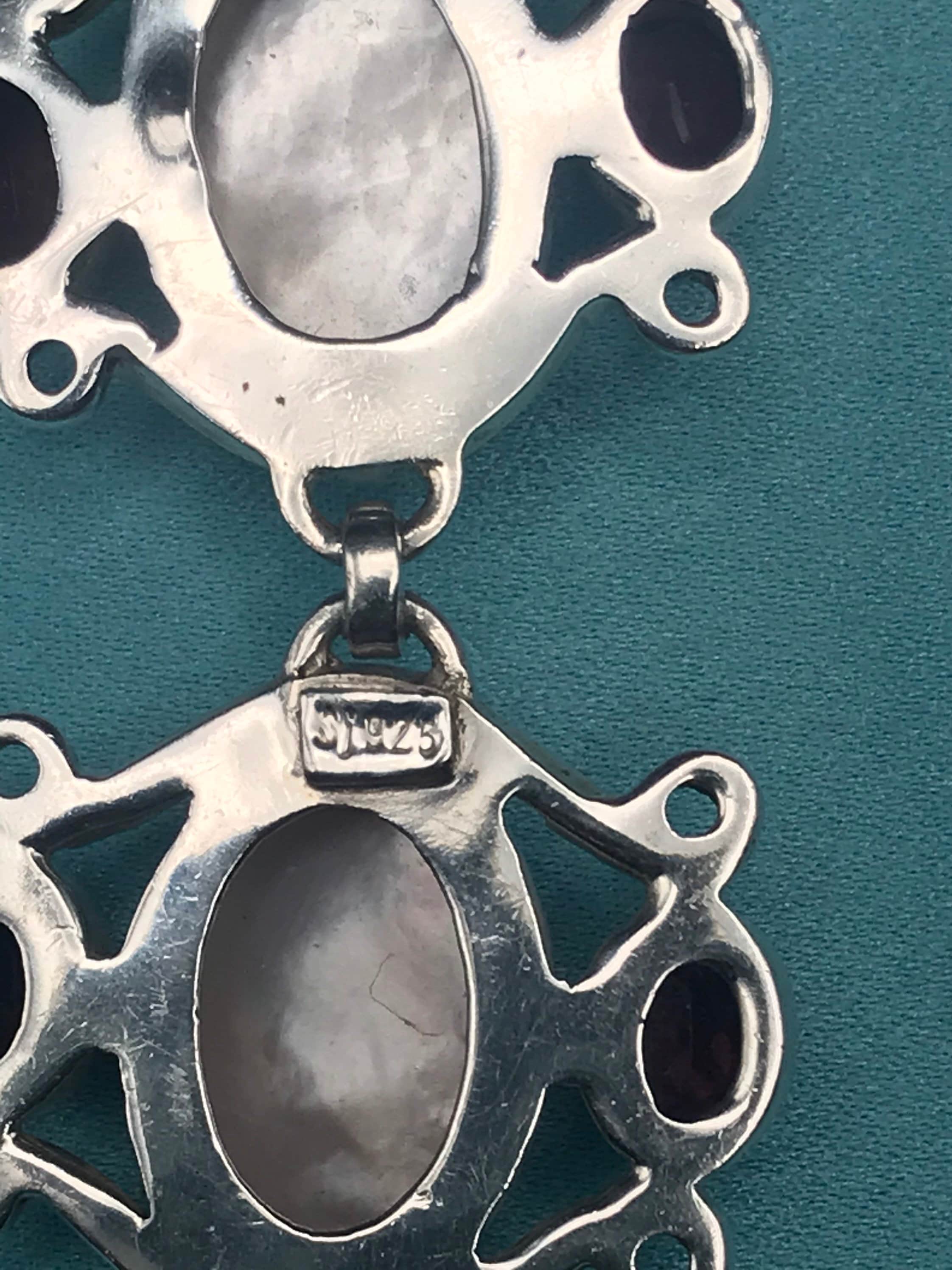 SJ Sterling Silver Mother of Pearl and Garnet Bracelet Pink | Etsy