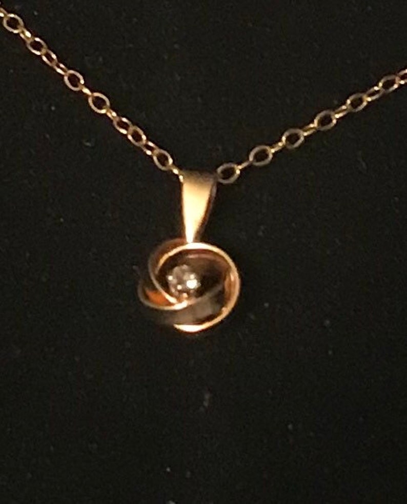 Petite 10k Rose Gold Diamond Necklace Pendant 16\u201d Chain Bridal Bridesmaid