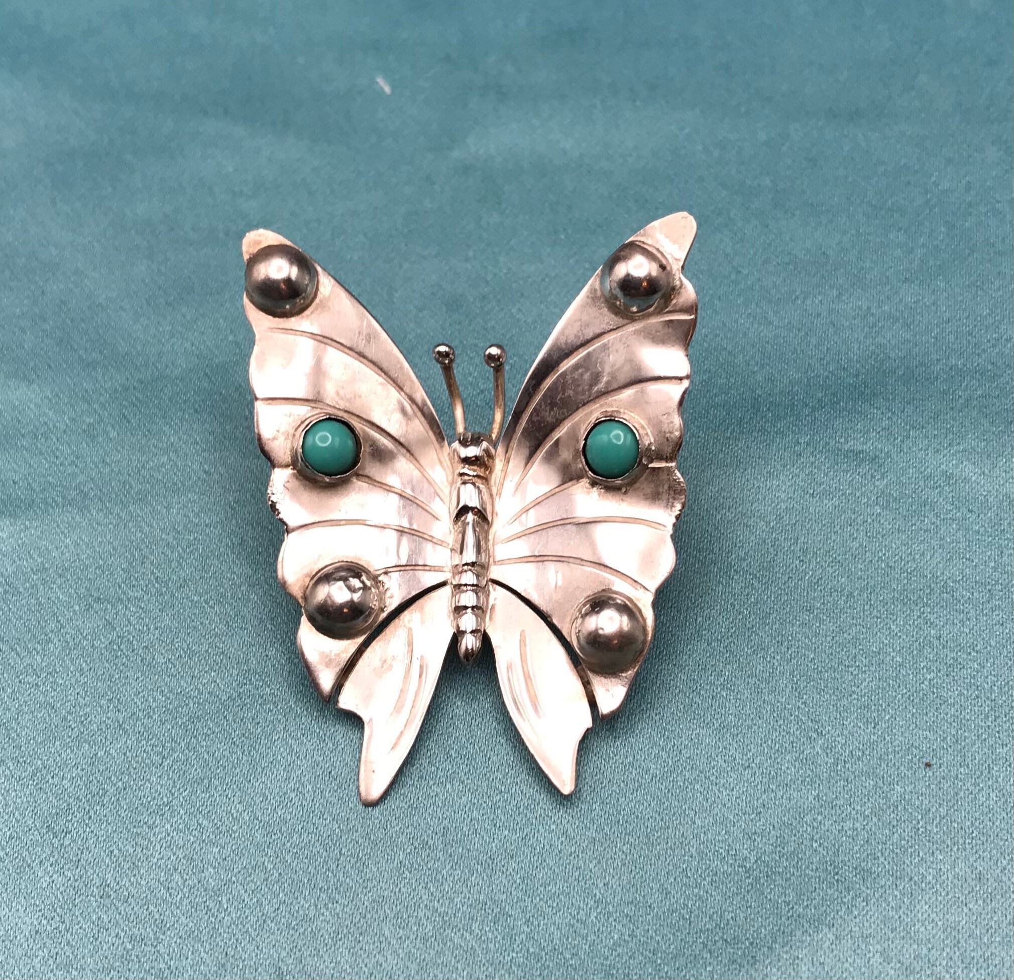 Sterling Silver Turquoise Butterfly Pin - Etsy