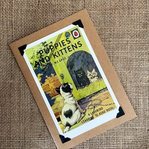 Biglietto di auguri di compleanno fatto a mano - Copertina di un libro a forma di coccinella. Cuccioli e gattini