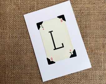 Handmade Vintage Playing Card Greeting Card - Other Letters Available