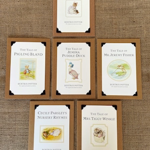 Pacote de 6 aniversários feitos à mão - cartões comemorativos - capas de livros de Beatrix Potter