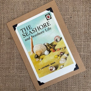 Biglietto di auguri di compleanno fatto a mano - Un libro sulle coccinelle. La riva del mare