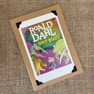 Biglietto di auguri di compleanno fatto a mano. Roald Dahl. Bestie sporche