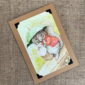 Carte de vœux faite à la main - Beatrix Potter - Timmy et Goody Tiptoes
