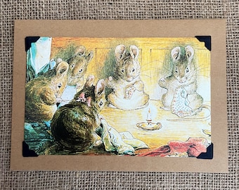 Tarjeta de felicitación de cumpleaños hecha a mano - Beatrix Potter - El sastre de Gloucester