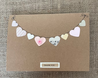Handmade Thank You Card - Button and Bunting
