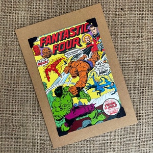 Handgemaakte verjaardagskaart - Marvel Comics - Fantastic Four en de Incredible Hulk