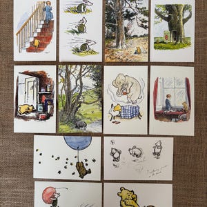 Lot de 12 cartes postales Winne l'ourson.