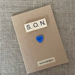 Carte d'anniversaire Scrabble faite main - FILS