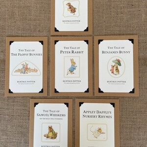 Pacote de 6 aniversários feitos à mão - cartões comemorativos - capas de livros de Beatrix Potter
