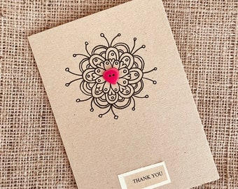 Handmade Hand Drawn Thank You Card